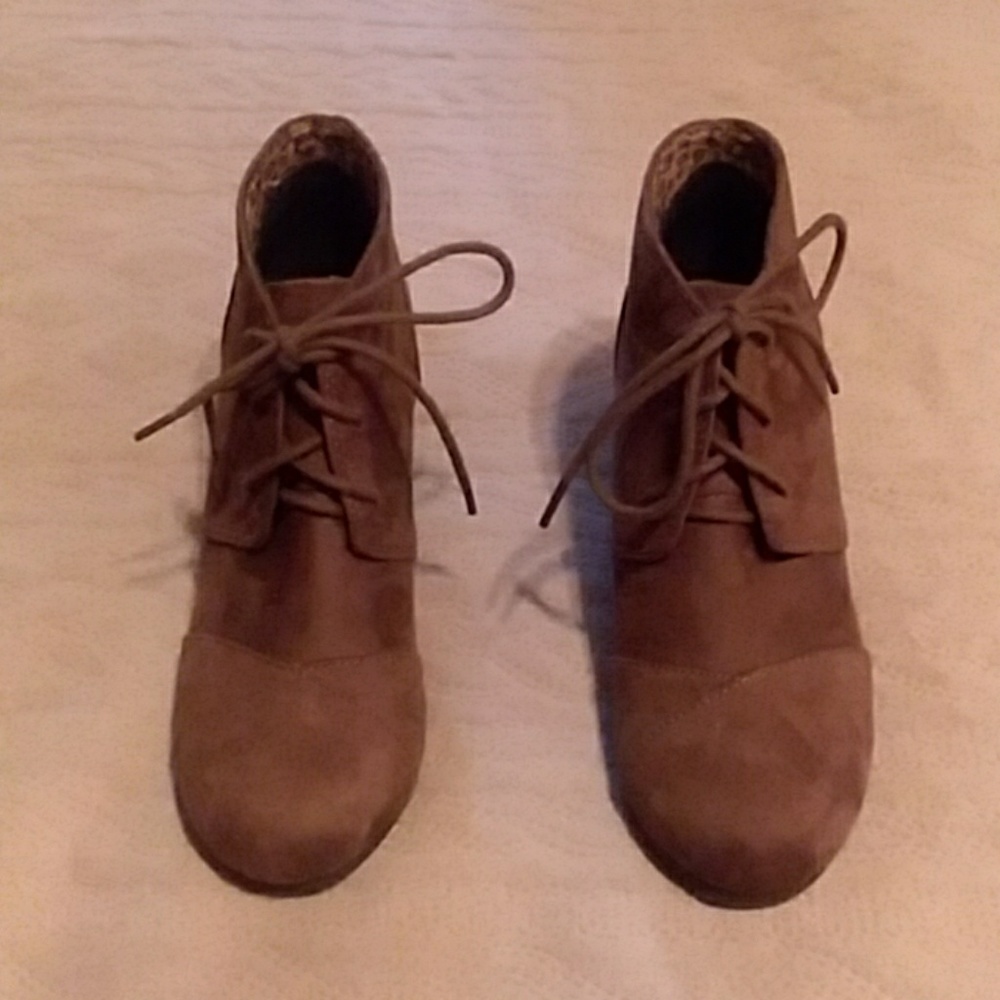 Dark Brown Wedge Booties (size 6)